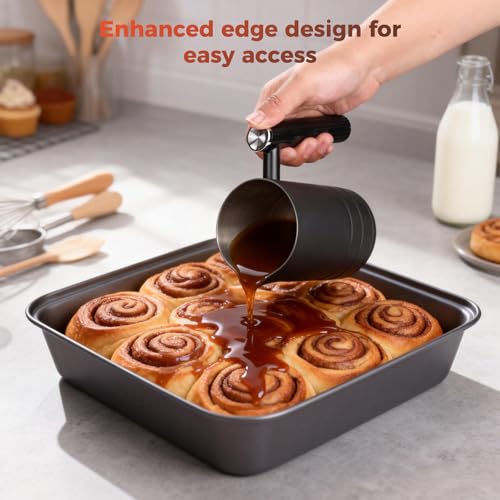 RITONIS 8-Piece Baking Pans Set, Non-stick Bakeware Sets Non-Toxic Baking Sheet Sets for Cooking, Include Round＆Square Cake Pan,Bread Pan,Muffin Pan, Cookie Sheet,Cooling Rack,with Baking Glove,Black