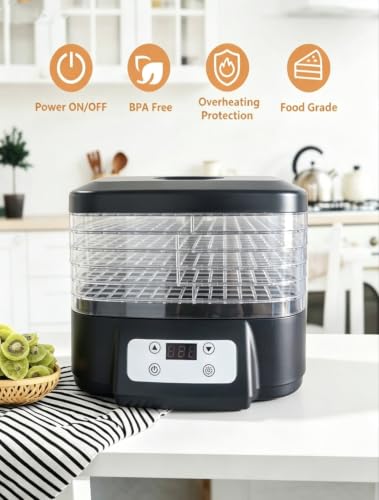 Food Dehydrator with Digital Timer, 6 Tier, BPA Free, Overheating Protection, Food Grade, Blue
