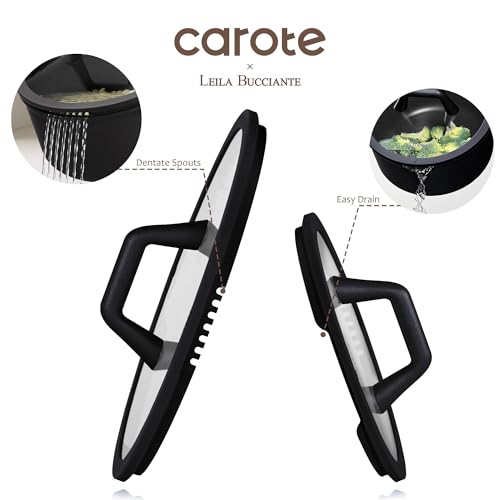 CAROTE 28PCS Pots and Pans Set, Nonstick Cookware Set Kitchen Non Stick Induction Titanium Cookware Non-toxic Granite Cooking set, PFOA Free, Black