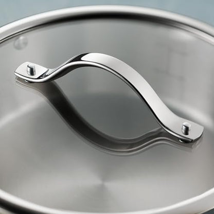 Tramontina Tempo Tri-Ply Base Stainless Steel 5-Quart Dutch Oven Pot with Glass Lid, Induction-Ready, Oven-Safe, Dishwasher-Safe