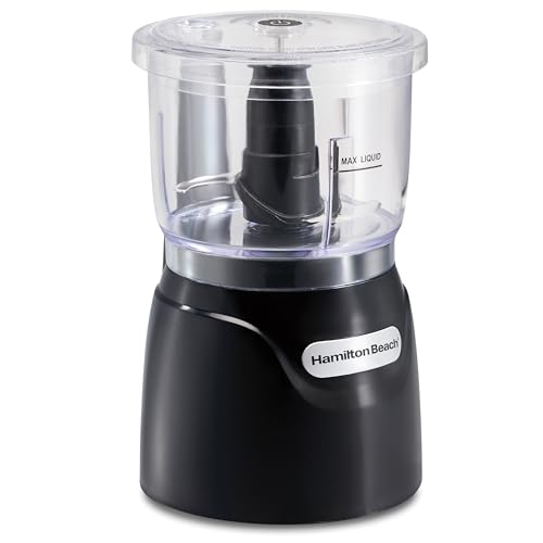Hamilton Beach Electric Vegetable Chopper & Mini Food Processor, 3-Cup, 350 Watts, for Dicing, Mincing, and Puree, Black (72850)