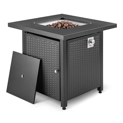 Amazon Basics Fire Table, 50,000 BTU, 28" D x 28" W x 25" H, Black, 1 Pack