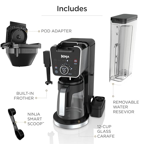 Ninja Specialty Drip Coffee Maker | DualBrew™ Pro Specialty Coffee Machine w/ Frother, Paper Filter | Brew with Pods & Grounds, K Cups Compatible | 4 Brew Styles, 13 Cup to Pot Sizes | Black, CFP301