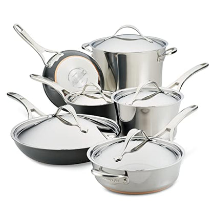 Anolon Stainless Steel & Hard Anodized Aluminum, Cookware Set (11 Piece)