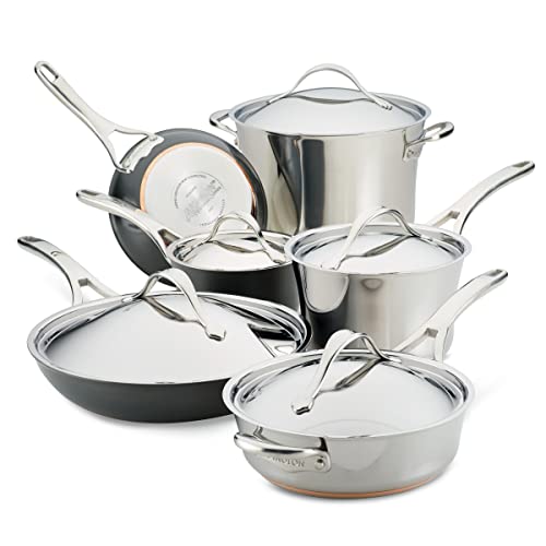 Anolon Stainless Steel & Hard Anodized Aluminum, Cookware Set (11 Piece)