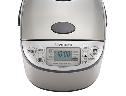 Zojirushi NS-TPC10XT Micom Rice Cooker & Warmer (with PFAS-Free Nonstick), 5.5-Cup, Stainless Brown