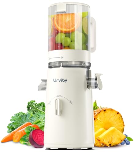 Juicer Machines, 2-in-1 Cold Press Juicer for Juice & Sorbet, suit for Vegetable and Fruit with 5-Inch Wide Chute, Powerful Masticating/High-Yield High Nutrients/Rev Mode/Easier Clean (White)
