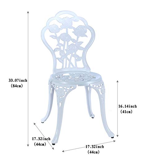 Mandolin White Rose Cast Aluminum 5 Piece Patio Dining Bistro Set