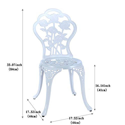 Mandolin White Rose Cast Aluminum 5 Piece Patio Dining Bistro Set