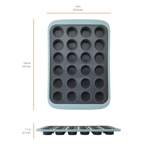 Chicago Metallic 24-Cup Silicone Muffin Pan, Nonstick Bakeware with Wire-Reinforced Rim, BPA-Free Food-Grade Silicone, Oven Safe to 428°F, Dishwasher Safe, Easy Cupcake Release