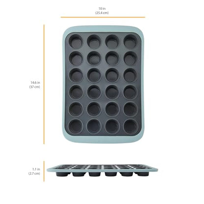 Chicago Metallic 24-Cup Silicone Muffin Pan, Nonstick Bakeware with Wire-Reinforced Rim, BPA-Free Food-Grade Silicone, Oven Safe to 428°F, Dishwasher Safe, Easy Cupcake Release