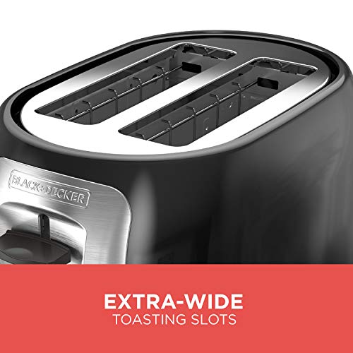 BLACK+DECKER 2-Slice Toaster, TR1278BD, Extra Wide Slots, 7 Shade Settings, 850 Watts, Frozen and Bagel Buttons