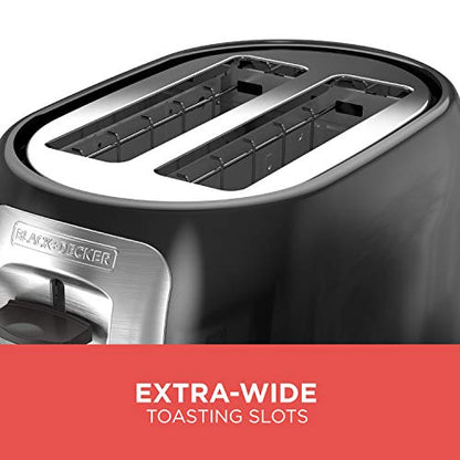 BLACK+DECKER 2-Slice Toaster, TR1278BD, Extra Wide Slots, 7 Shade Settings, 850 Watts, Frozen and Bagel Buttons