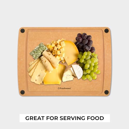 Cutting Board for Kitchen, Wood Cutting Board with Juice Grooves, Dishwasher Safe, Non-Porous, BPA Free, Medium Cutting Boards, 15 x 11.25-inch, Natural Slate