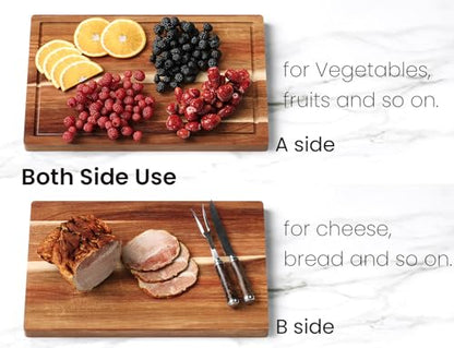 Fibogollo Acacia Wood Cutting Boards for Kitchen(Set of 3),Wooden Chopping Boards Set with Juice Groove,Serving Board with Holder,Butcher Block for Meat,Vegetables,Fruit