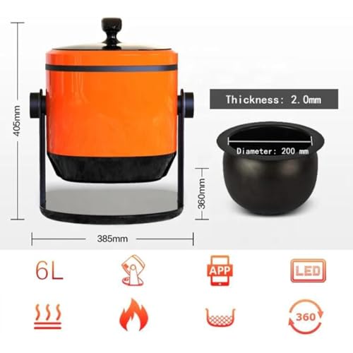 KEhtu Automatic Cooking Machine, 2400W 6L Auto Cooking Wok Fried Rice Machine,One-Click Smart Start, LED Display, 360 ° Automatic Rotation, for Stir Frying, Stewing, Cooking, and Soup Making