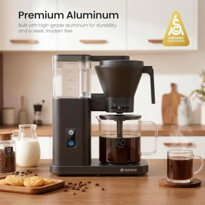 Kismile SCA-Certified 8-Cup Drip Coffee Maker with Pour-Over Control