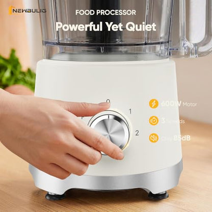 NEWBULIG 10.5 Cups Food Processor, Versatile Food processors with 5 Blades, 600W Powerful Meat Grinder for Slicing, Shredding, Chopping, Kneading, Dishwasher Safe, for Meat, Vegetables, Fruit, Dough