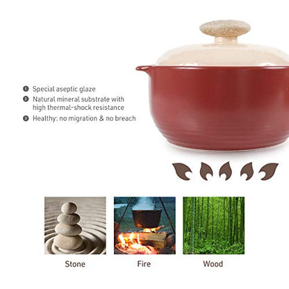 Neoflam Kiesel 2qt Non-Stick Ceramic Casserole Pot, Dutch Oven, Clay Pot, Stockpot For Stew, Soup, Steam, Scratch Resistant, Oven Safe, Heat Resistant, Plum