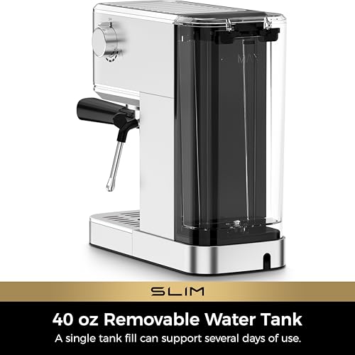 CHULUX Slim Espresso Machine with Milk Frother, 20 Bar Professional Italian Pump Espresso Coffee Machine for Home Cappuccino & Latte Maker, Stainless Steel, Silver