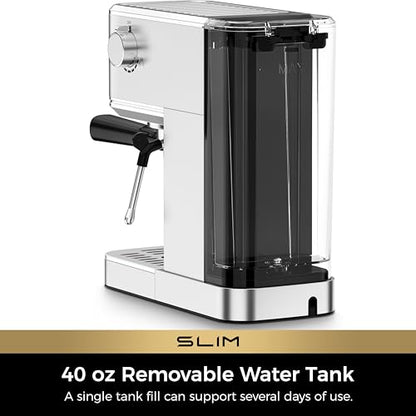 CHULUX Slim Espresso Machine with Milk Frother, 20 Bar Professional Italian Pump Espresso Coffee Machine for Home Cappuccino & Latte Maker, Stainless Steel, Silver