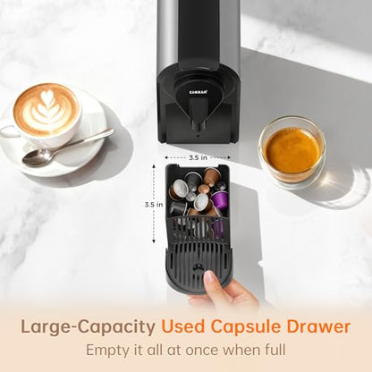 CHULUX Upgrade Bafè-Pro Espresso Coffee Maker for Nes Original Pods, Compact Espresso Machine for Small Space, 20 Bar Fast Extraction, Gray