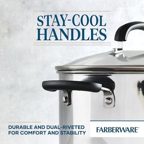 Farberware Brilliance Dutch Oven Pot with Lid, 5 Quart, Stainless Steel