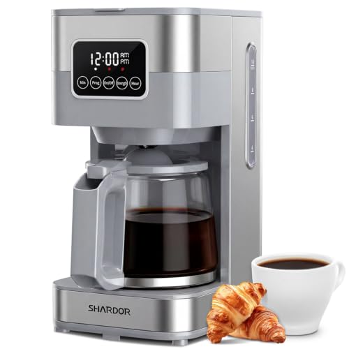 SHARDOR 10-Cup Programmable Coffee Maker, Regular & Strong Brew Drip Coffee Machine for Home and Office, Auto Shut Off, Permanent Filter (gray)