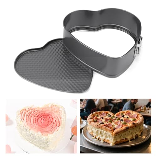 Trivolein 3pcs Springform Pan, 7,8,9 Inch Cheesecake Pans with Removable Bottom, Carbon Steel Baking Pans Nonstick Baking Tin Cake Mould for Small Pizza Pie (Heart Shape)
