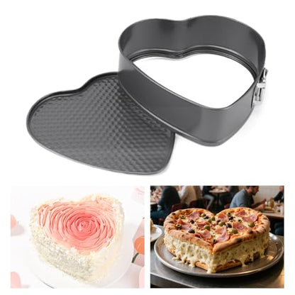 Trivolein 3pcs Springform Pan, 7,8,9 Inch Cheesecake Pans with Removable Bottom, Carbon Steel Baking Pans Nonstick Baking Tin Cake Mould for Small Pizza Pie (Heart Shape)