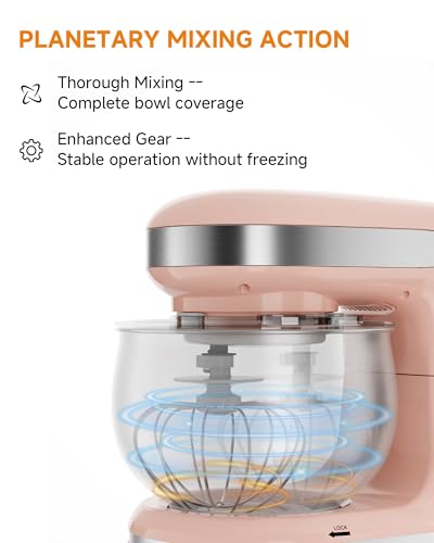 Stand Mixers, 3.4QT Mixers Kitchen Electric Stand Mixer, 6+P Speed Tilt-Head Portable Household Mixers for Daily Use with Egg Whisk, Dough Hook, Flat Beater, Dough Bread Mixer for Baking (Pink)