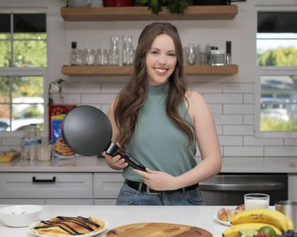 Crepe Maker Electric, 8" Crepe Pan Nonstick with Batter Spreader & Dipping Tray, 800W Quick Heat-Up & Auto Temperature Control for Perfect Pancakes, PFOA & BPA Free, Easy Clean Red