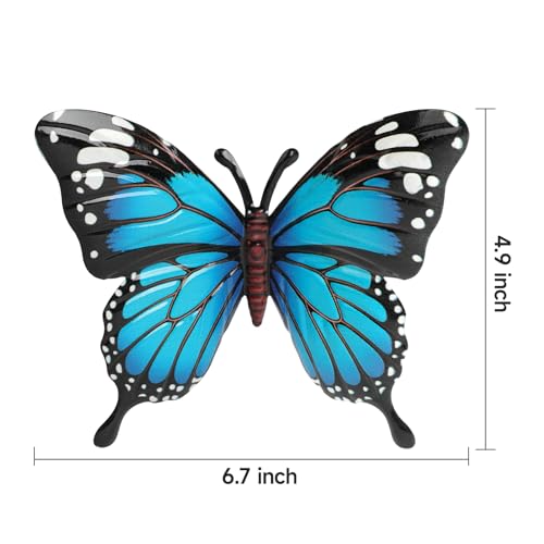LSFFM 4 Pack Metal Butterfly Decorations, 6.7 in Butterfly Wall Art Sculpture Hanging Decor, Metal Butterflies Outdoor Decor for The Garden, Patio, Fence, Home, and Yard
