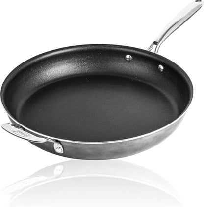 Granitestone 14 Inch Large Non stick Frying Pan for Cooking, Frying Pans Nonstick, Ultra Durable Mineral and Diamond Coating, Family Sized Open Skillet, Oven and Dishwasher Safe, Black