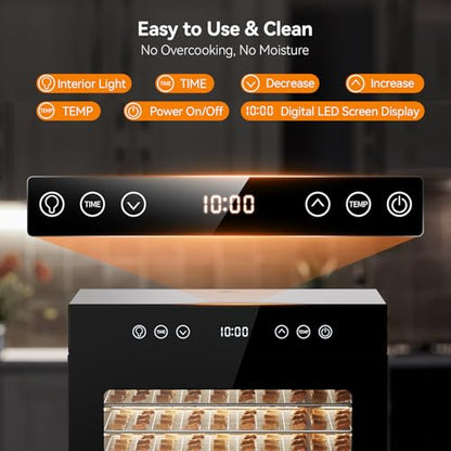 PSIIDAN Food Dehydrator Machine, 8-Tray 650W Stainless Steel Dehydrator with Adjustable Timer & Temp (Up to 167°F), Overheat Protection, Quiet Meat Dehydrator for Jerky, Fruit, Herbs, Dog Treats