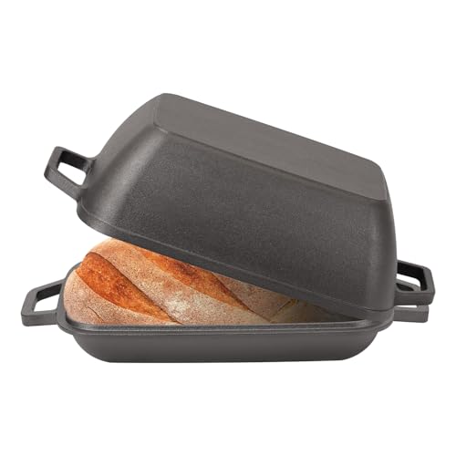 Flavehc Oval Cast Iron Dutch Oven for Bread Baking 12x8 Inch Pre-Seasoned Bread Pan with Lid 6QT Cast Iron Bread Dutch Oven for Sourdough