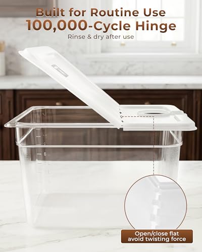EVERIE Sous Vide Container 12 Quart EVC-12 with Collapsible Hinged Lid Compatible with Anova Nano or AN500-US00 or Anova Pro 3.0 or Anova Mini, Also Fits Instant Pot