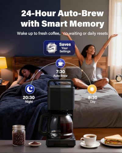 SHARDOR Drip Coffee Maker 10 Cup Programmable, Regular&Bold, LED Display