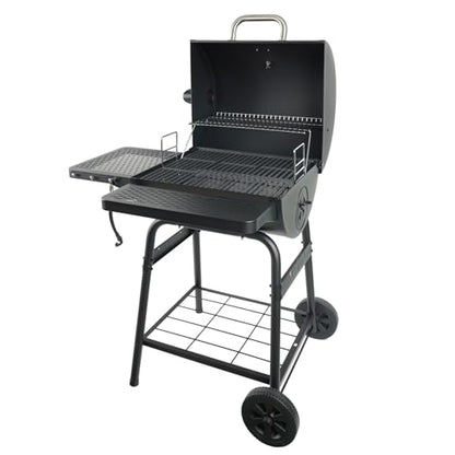 Grill Boss 23 Inch Charcoal Barrel Grill with Adjustable Grate, Large Cooking Area, Black