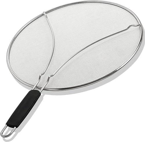 LZJHCIOHOLI Splatter Screen for Frying Pan - 15 Inch Stainless Steel Grease Splatter Guard - Cover Oil Splash when Sizzling Bacon, Cooking Fried Chicken or Popcorn