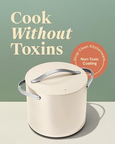Caraway Stock Pot - 12 Qt Ceramic Coated With Lid - Free From Forever Chemicals - Large for Bigger Batches - Navy