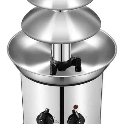 4 Tier Electric Chocolate Fondue Fountain Machine for Parties - 430 Stainless Steel Melts Cheese, Queso, Candy- Dip Strawberries, Apple and More - 60-Ounce/1.8L - 40℃/104℉ Heating Temperature