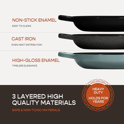 Enameled Cast Iron Dutch Oven for Sourdough Bread Baking | 6 Quart Round Pot with Lid | 10 Inch Ceramic Enamel Thick Coated Cookware with Non Stick Silicone Baking Mat for Cooking | 6 Qt | Sea Salt