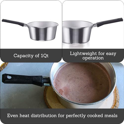 IMUSA USA A004-025001 Aluminum Sauce Pan 1-Quart, Silver