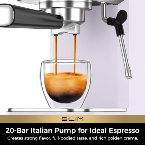 CHULUX Slim Espresso Machine with Milk Frother for Home Latte, Lavender