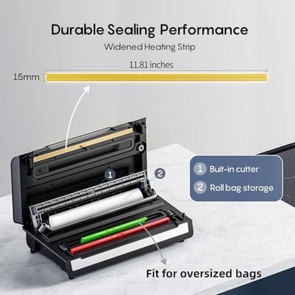FRESKO Automatic 95Kpa Food Vacuum Sealer Machine, Auto Dry-Wet Detection