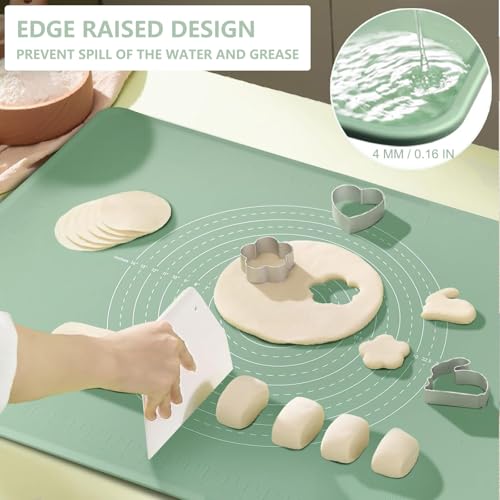 Silicone Pastry Mat 28" x 20" Non Stick Silicone Baking Mat Extra Thick Pastry Mat with Measurements Food Grade Pastry Mats for Rolling Dough,Bread,Pie,Cookies,Pizza and fondant,Food Grade Baking Mat