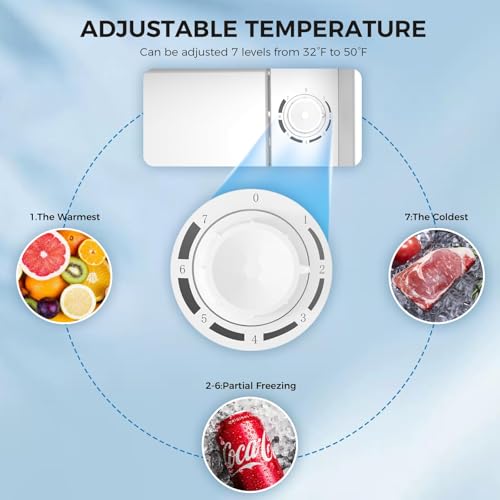 Antarctic Star 1.6 Cu. Ft Mini Fridge with Freezer,Small Compact Refrigerator with Single Reversible Door, Removable Shelves, 7 Adjustable Thermostat, for Dorm/Bedroom/Office,Black