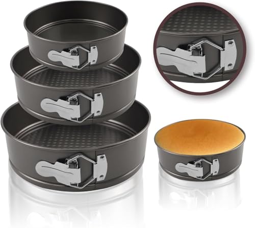 Yumatouch Springform Pan Set, 4" 7" 9" Nonstick Cheesecake Pan, Round Cake Pans, Leakproof Cake Tins with Removable Bottom, Springform Cake Pans Baking Pans