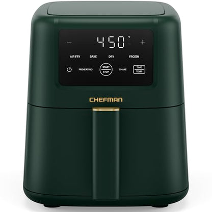Chefman Compact Air Fryer 3.5 QT - Slim Design Fits Small Kitchens, 4-in-1 Air Fry, Bake, Dehydrate, Frozen, 450°F Max Temp, Narrow Footprint Saves Counter Space, Nonstick Ceramic, Dishwasher-Safe